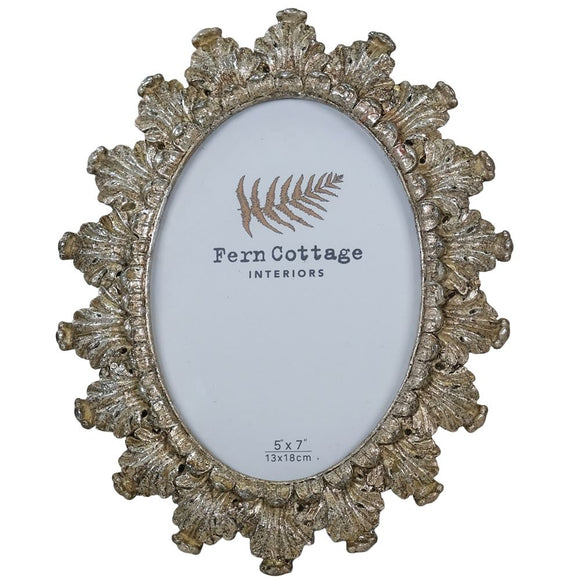 Fern Cottage Oval Feathered Champagne Frame
