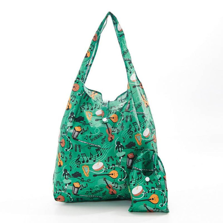 Green Irish Music Foldable Shopper