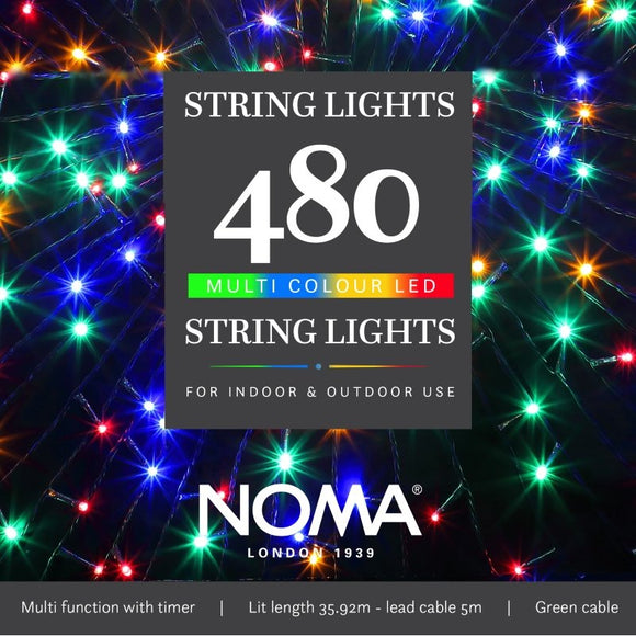 480 Multicolour Multifunction String Lights With Green Cable