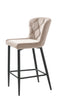 Taupe velvet counter stool with sleek black metal legs