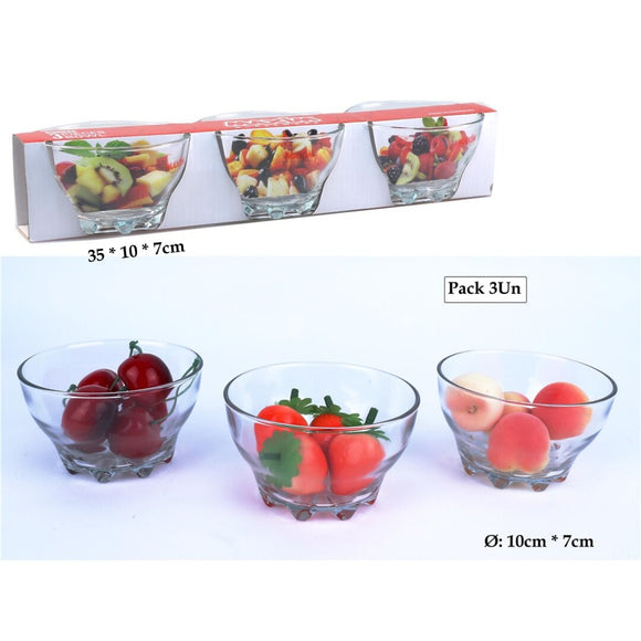 Set of 3 Glass Fruit Bowls