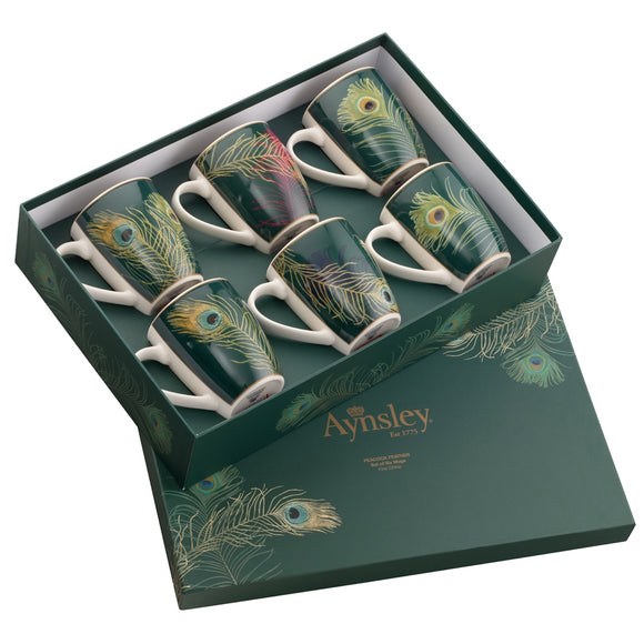 Belleek Aynsley Peacock Feather Mug set