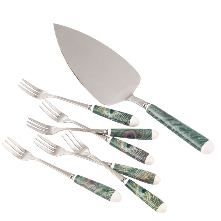 Belleek Aynsley Peacock Feather Pastry Set