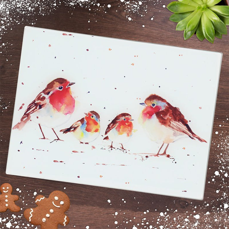Lesser  Pavey Winter Robins Cutting Board