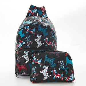 Black Floral Scotty Dog Foldable Backpack