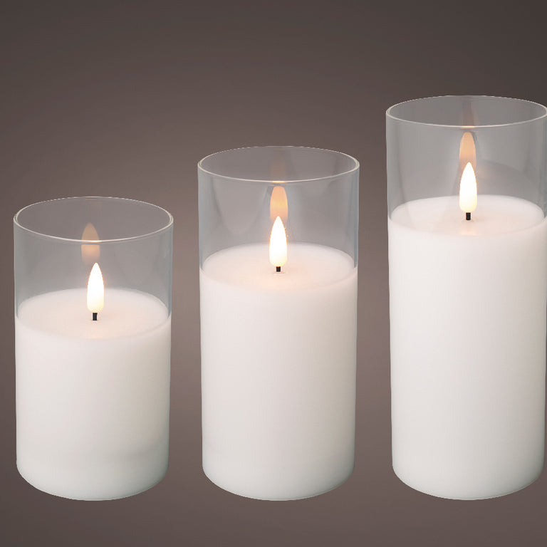 LED Wick Candle Glass Cylinder BO Indoor