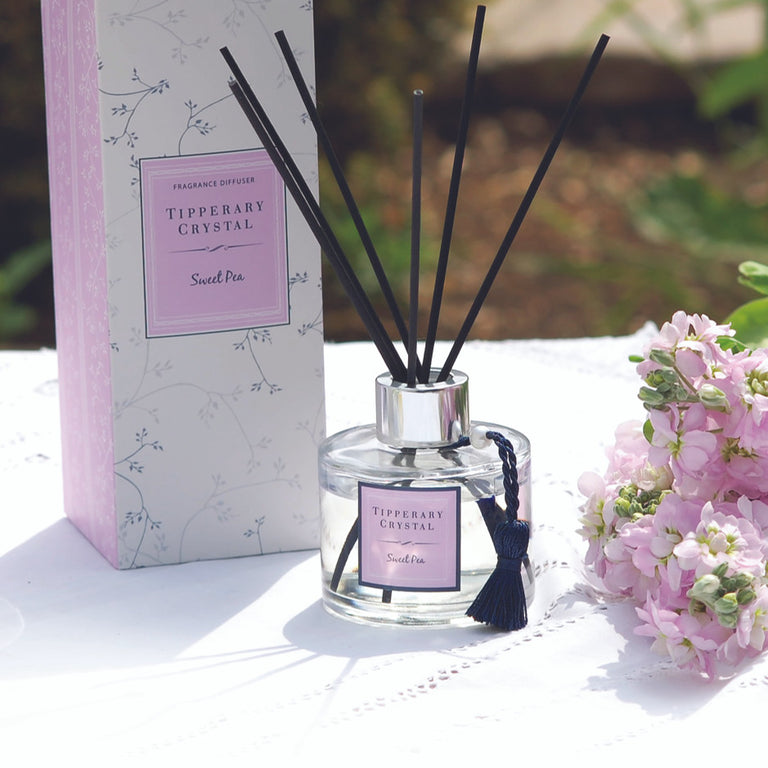 Tipperary Crystal Sweet Pea Fragranced Diffuser Set
