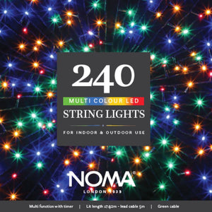 240 Multicolour Multifunction String Lights With Green Cable