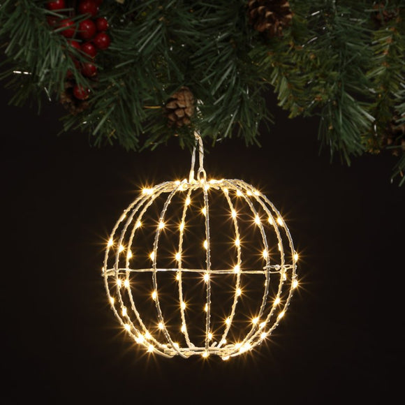 45cm Warm White Foldable Silver Metal Sphere - 180 LEDS