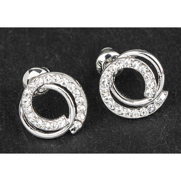 Equilibrium Silver Plated Diamante Swirl Earrings