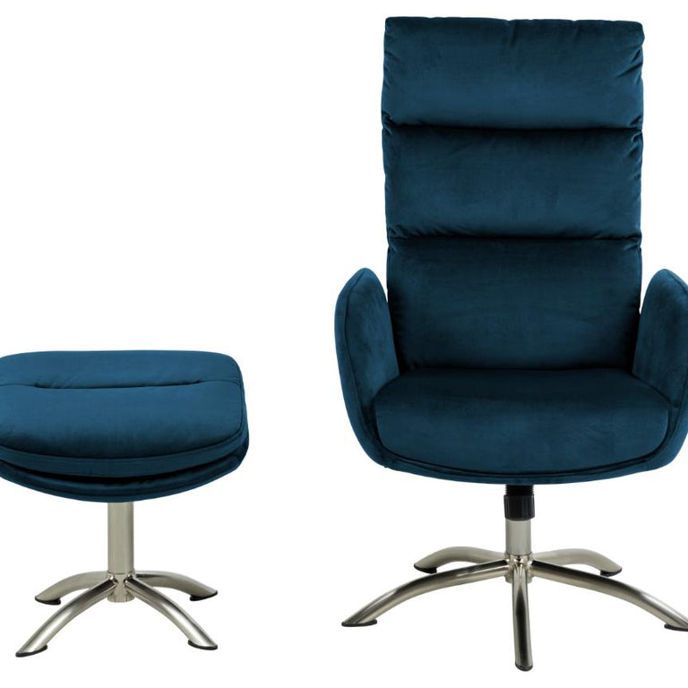 Haddam Recliner And Footstool Navy Blue