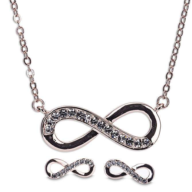 Newgrange Rose Gold Infinity Necklace Earring Set