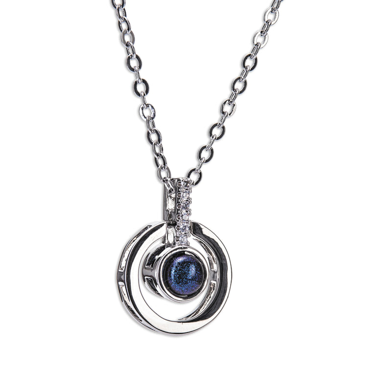 Newgrange Silver Diamante Blue Stone Necklace