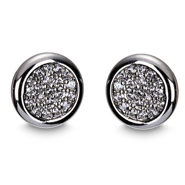 Newgrange Silver Diamante Round Earrings
