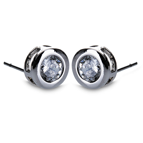 Newgrange Silver Small White Stone Earrings