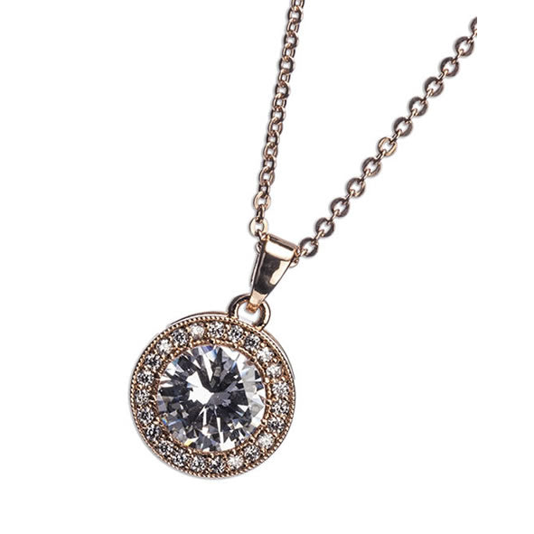Newgrange Rose Gold White Stone Diamante Pendant