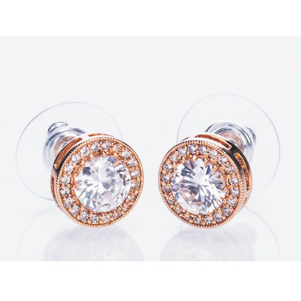 Newgrange Rose Gold White Stone Diamante Earrings