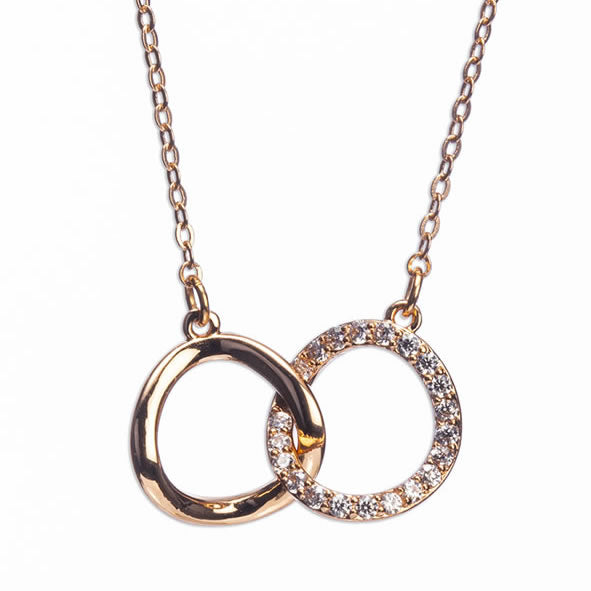 Newgrange Rose Gold Interlocking Diamante Ring Necklace