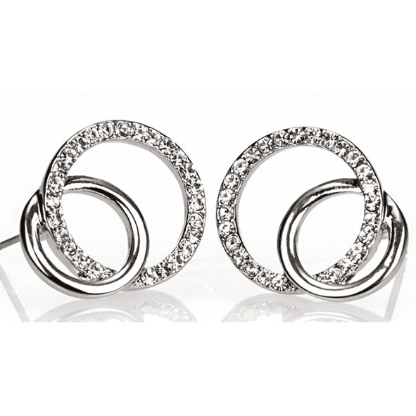 Newgrange Silver Diamante Loop Earrings