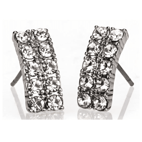 Newgrange Silver Diamante Bar Earrings