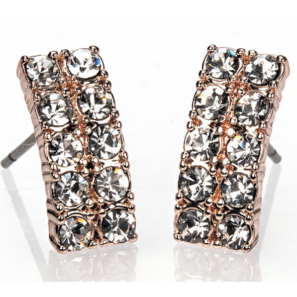 Newgrange Rose Gold Diamante Bar Earrings