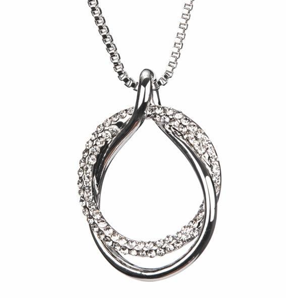 Newgrange Silver Diamante Loop Pendant Necklace
