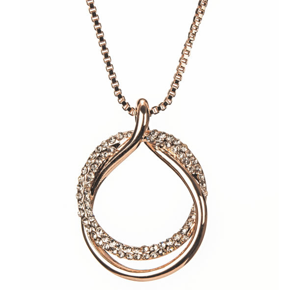 Newgrange Rose Gold Diamante Loop Pendant Necklace
