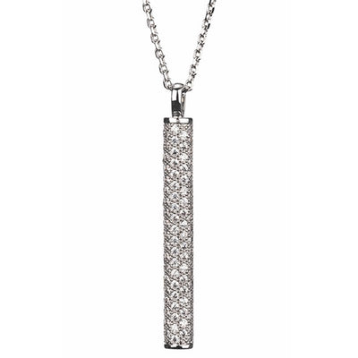 Newgrange Silver Diamante Bar Pendant Necklace