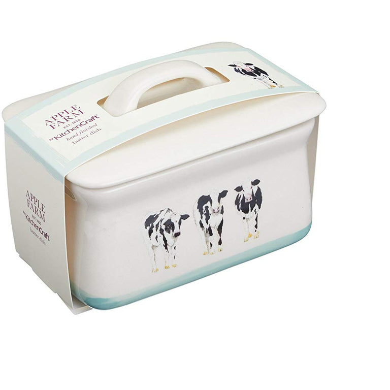 Apple Farm Stoneware Cows Butter Dish