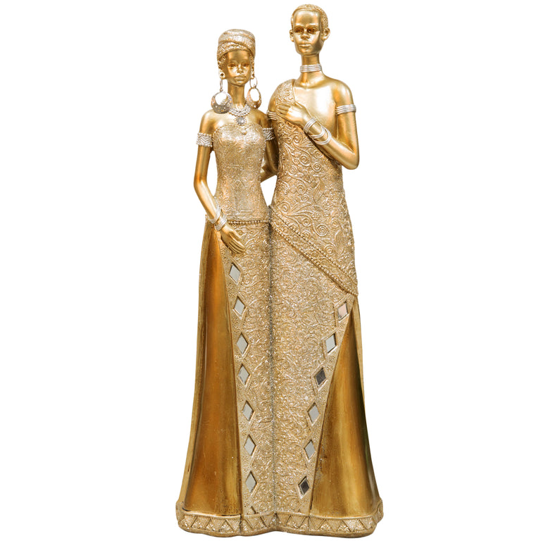Bronze Finish Masai Couple Figure