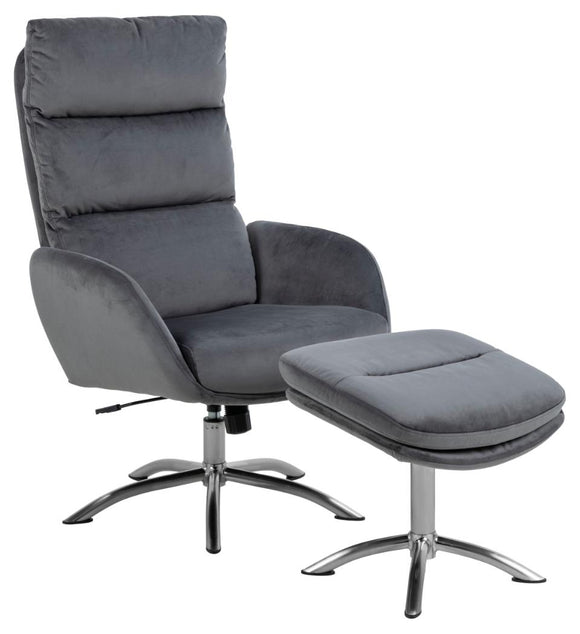 Haddam Recliner And Footstool Dark Grey