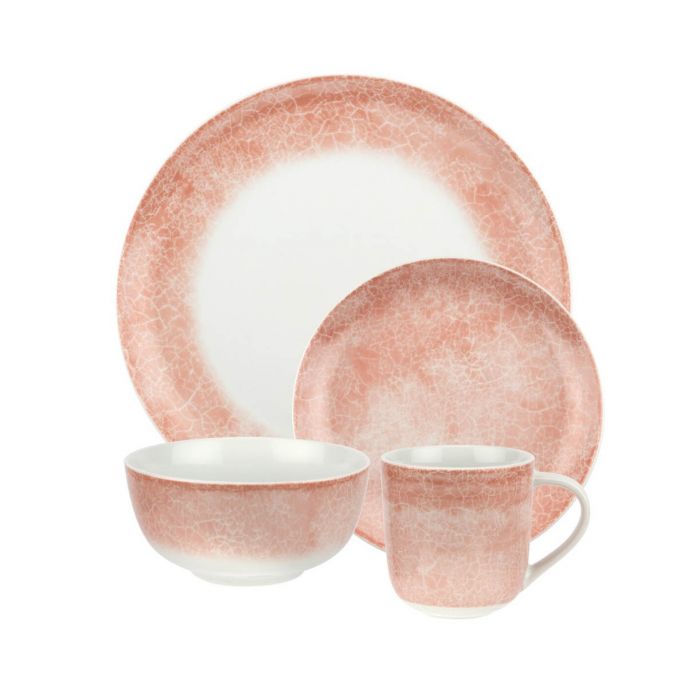 Studio Crackle Pink 16 Piece Dinner Set