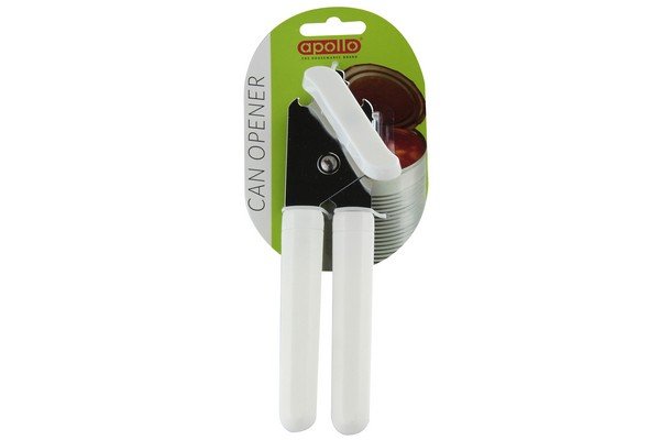Apollo Can Opener White Carded – Sturdy Easy Use Kitchen Can Opener for Food Preparation