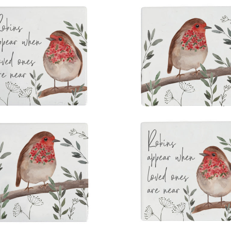 Robin Ceramic Coasters Set Of 4