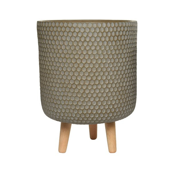 Zoe planter fibre clay round honeycomb outdoor