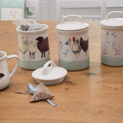 Apple Farm Sheep Coffee Canister Stoneware