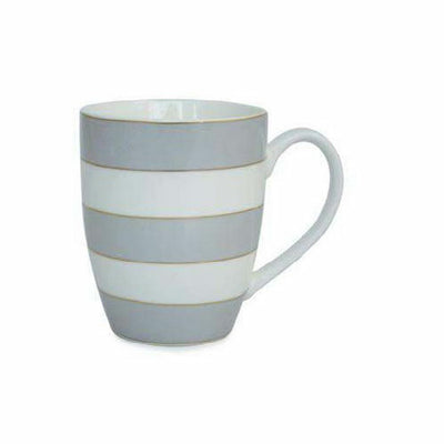 Tippeary Crystal Set 6 Bone China Mugs Spots Stripes Grey