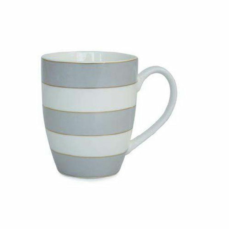 Tippeary Crystal Set 6 Bone China Mugs Spots Stripes Grey