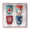 Visualize the festive charm of the Tipperary Crystal Set of 4 Christmas Mugs, each adorned with unique Christmas motifs to brighten your holiday moments.