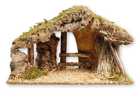 Wooden Nativity Shed with LED Lights