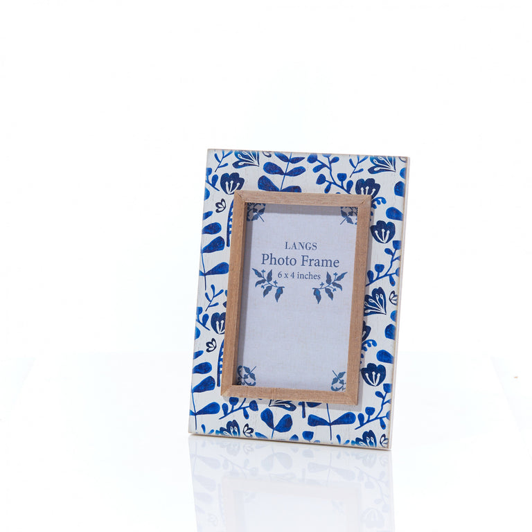 Indigo Handpainted Flower Frame