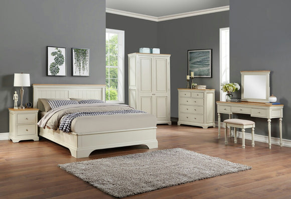 Claire Cream Bedstead with Oak Top