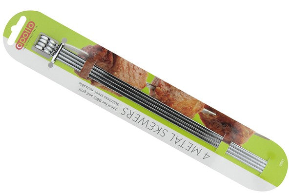 Apollo Skewers Metal Flat 30cm Set of 4