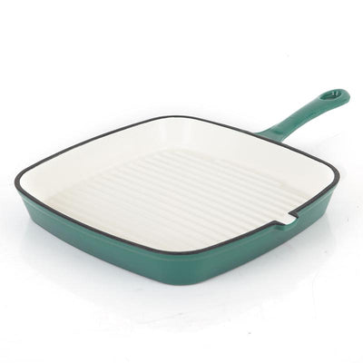 Cast Iron Grill Pan Emerald Green 23cm