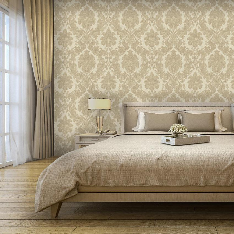 Belgravia Sanremo Damask GoldCream Wallpaper