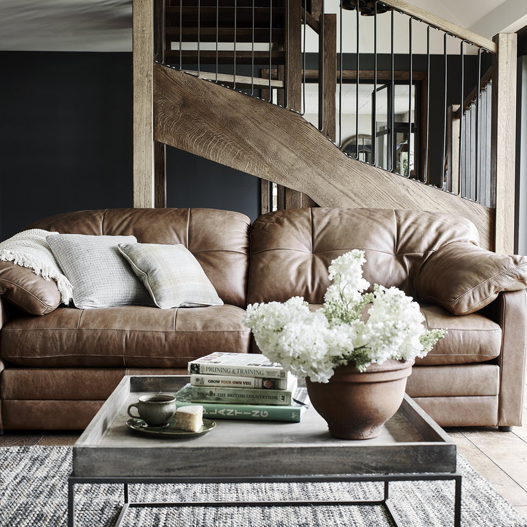 Alexander and James Bailey Brown Leather Snuggler Sofa