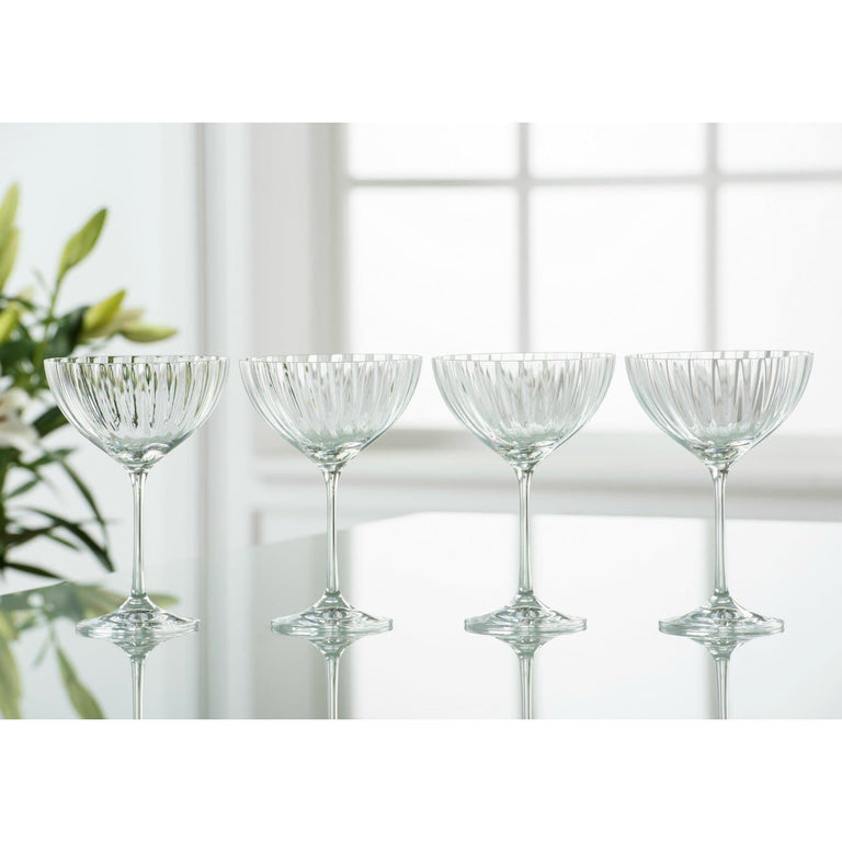 Galway Crystal Erne Saucer Champagne Set Of 4 Glasses