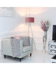 Chrome Tripod Floor Lamp with Pink Velvet Shade