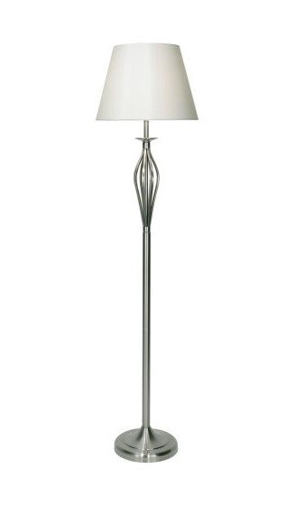 Bybliss Floor Lamp Satin Chrome complete with Cream Shade