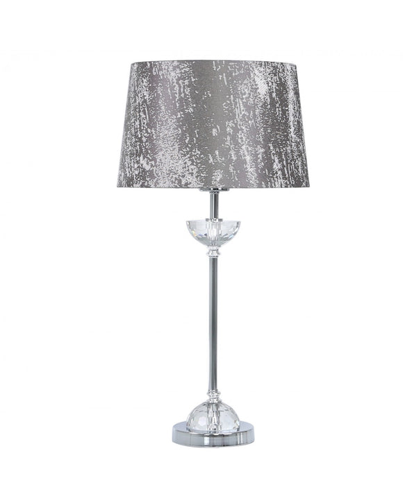 Metal and Glass Table Lamp with Taupe Cotton Shade